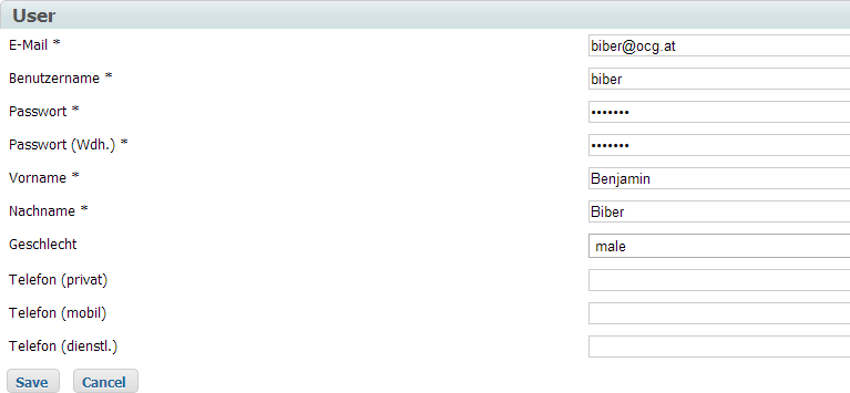 User Anmeldedaten