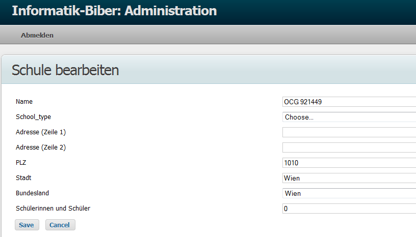 Informatik Biber Administration (Schule bearbeiten)