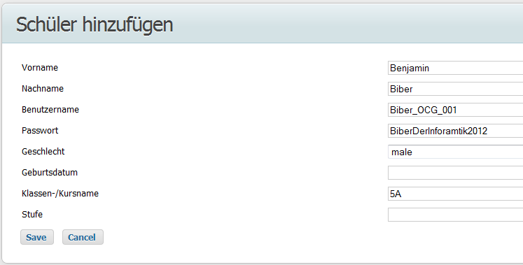 Schüler hinzufügen